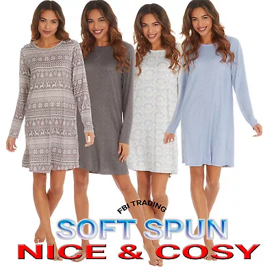 Buy Ladies Nightdress Nighties Nightshirt WomenS  PJS LOUNGEWEAR PYJAMAS Long Sleeve • 11.99£