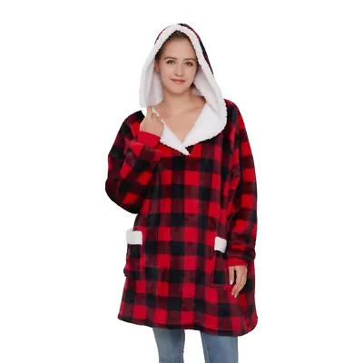 Buy Hoodie RobeBlanket Oversized Long Hooded Snuggle Blanket Sherpa Fleece Nightware • 13.99£