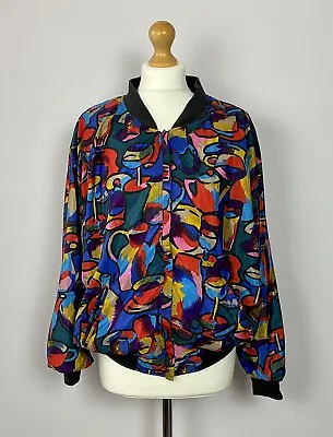 Buy Vintage 1980s Multi Print Colourful Bomber Jacket New Wave Stranger Things L • 35£
