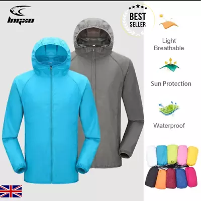 Buy Jacket Mens Coat Waterproof Windbreaker Sun Protection Hooded Full Zip Unisex • 10.50£