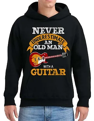 Buy Never Underestimate An Old Mens Guitar Hoody Father Day Metal Grandfather Hood • 29.99£
