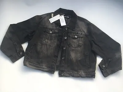 Buy BNWT 100% Auth DKNY Ladies Denim Black Jeans Jacket With Logo. M • 75£