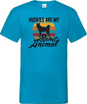 Buy Huskies Are My Spirit Animal Pet Dog Novelty T Shirt Various Colours And Sizes • 8.99£