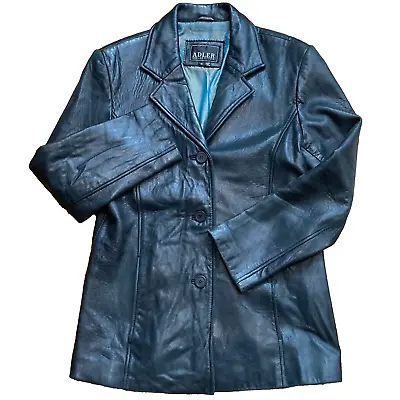 Buy ADLER Leather Jacket Black New Zealand Lambskin Womens Medium Buttery Soft • 44.89£
