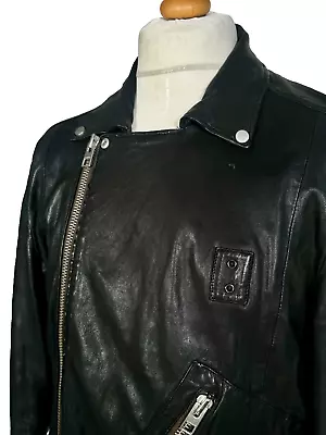 Buy AllSaints Hudson Leather Biker Jacket - Black - Large - Mod Scooter Rockabilly • 6.50£
