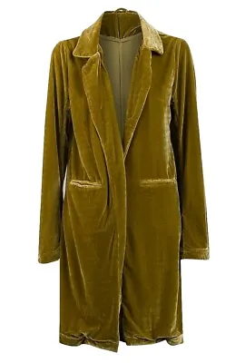 Buy Womens Size 10 UK Avocado Green Velvet Open Coat Cardigan New M Jacket Housecoat • 14.95£