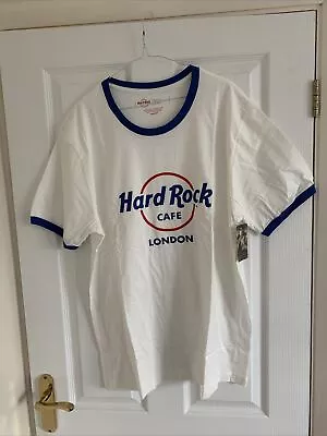Buy NEW Hard Rock Cafe London City Blue Ringer T Shirt  - White Mens - Size XXL • 12£