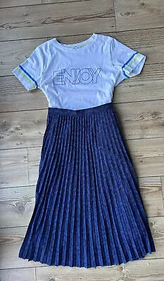 Buy M&S Marks And Spencer Blue Midi Skirt / Dress T-shirt Set Size 14 - 16 • 5.99£