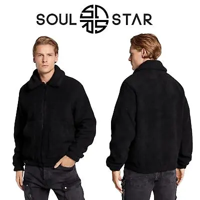 Buy Mens Black Fleece Jacket Full Zip Casual Workwear Outdoor Long Sleeve Coats • 19.99£