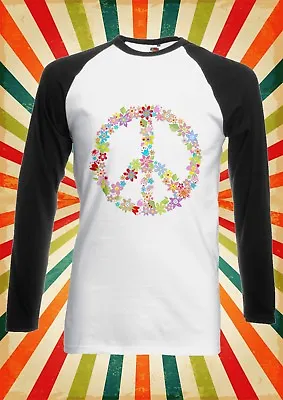 Buy Peace Sign Flower Summer Cool Men Women Long Short Sleeve Baseball T Shirt 449 • 9.95£
