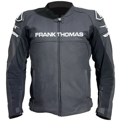 Buy Frank Thomas Venom Leather Motorcycle Jacket Mens Black • 149.99£