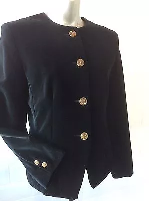 Buy Size 12 Black Velvet Evening Jacket Gold Buttons Goth Steampunk Party Wedding • 25£