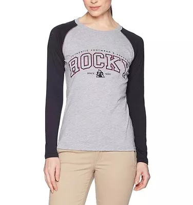 Buy Rocky Women's Logo Long-Sleeve Raglan T-Shirt, Black/Grey, X-Large • 48.95£