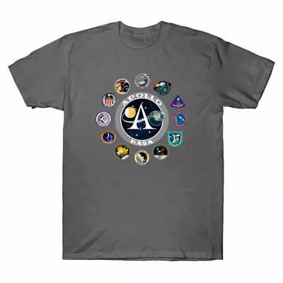 Buy Men's T-Shirt NASA Shirts Sleeve Patch Top Apollo Badge Missions Short Apollo 11 • 15.99£