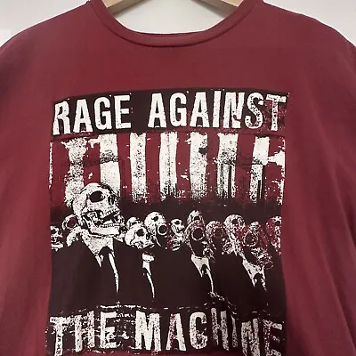 Buy Rage Against The Machine Skull Skeleton Suits Gas Mask Maroon XL T-Shirt RATM • 26.46£