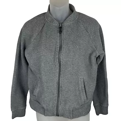 Buy GAIAM Mercer Bomber Jacket Women's Size M Gray Ribbed Cotton Blend Stretch • 19.24£