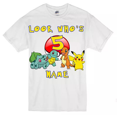 Buy Pokemon Kids Personalised Birthday T Shirts - Any Name Any Age 100% Cotton • 8.99£
