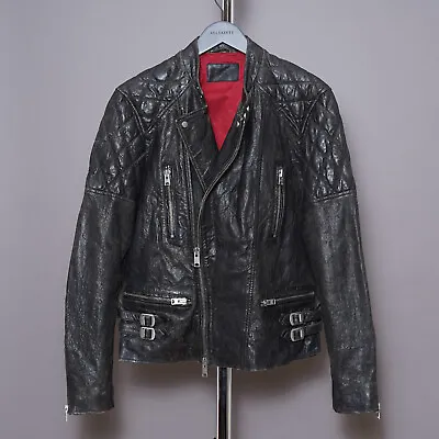 Buy ALL SAINTS Mens MAGNA Leather Jacket LARGE Black Celebrity Moto Biker L • 249.99£