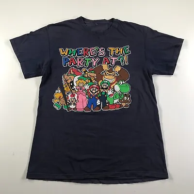Buy Mario Party Shirt Mens Medium Navy Blue Yoshi Luigi Bowser Peach Koopa • 53.11£