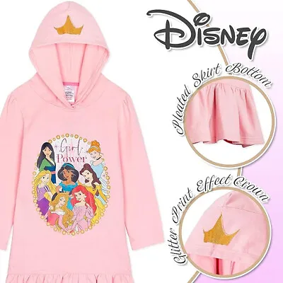 Buy Disney Princess Girls Jumper Dress Hoodie Hooded Kids Childrens Outfit Pink F&F • 8.99£