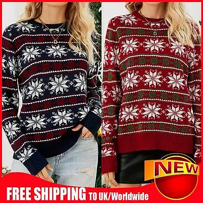 Buy Women Knitted Jumper Long Sleeve Xmas Sweater Fashion Simple Elastic Sweater Top • 15.70£