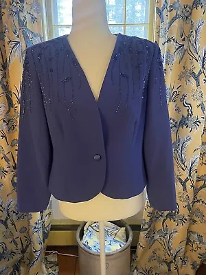 Buy Talbots Silk Beaded Purple  Evening Jacket Sz 10 Petites Cropped EUC • 43.38£