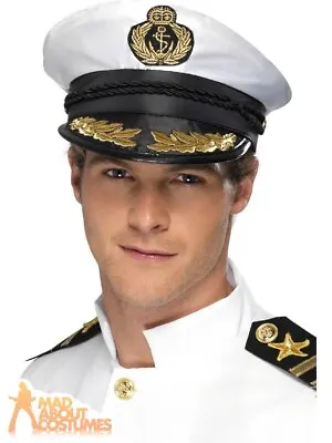 Buy Adult Captains Navy Hat Sailor Marine Seaman Fancy Dress Costume Accessory  • 7.99£