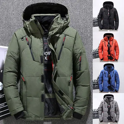 Buy Winter Mens Warm Quilted Parka Duck Down Jacket Padded Bubble Puffer Hooded Coat • 28.87£