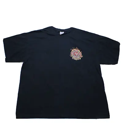 Buy Vintage American Fire Department T Shirt XL Black Back Print USA Eagle Rare • 24.99£