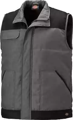 Buy Dickies Jacket Mens Small Grey & Black Everyday Water Repellent Gilet Bodywarmer • 19.99£