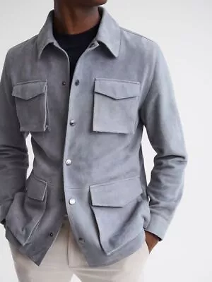 Buy Gray Field Leather Jacket For Men Pure Suede Custom Made Size S M L XXL 3XL • 154.13£