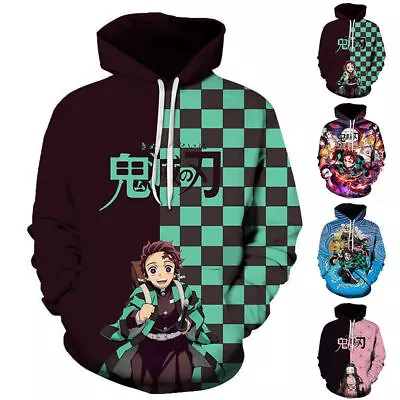 Buy Adults Anime Demon Slayer Print Hoodies Long Sleeve Pullover Hooded Sweatshirt^ • 25.29£