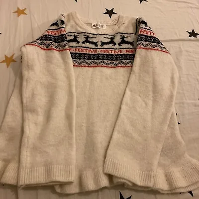 Buy Girls H&M Xmas Jumper 8-10 Years Good Condition/warm In Cream • 3.99£