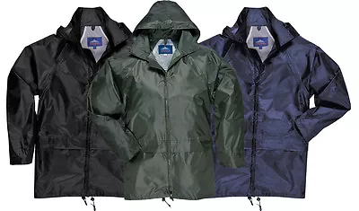 Buy Adults Waterproof Showerproof Jacket Overcoat Sizes S-4XL Black Olive Navy • 13.50£
