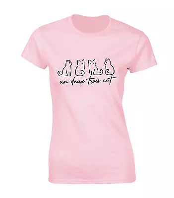 Buy Un Deux Trois Cat Ladies T Shirt Funny Cat Lover Animal Cute Kitten Gift Idea  • 8.99£