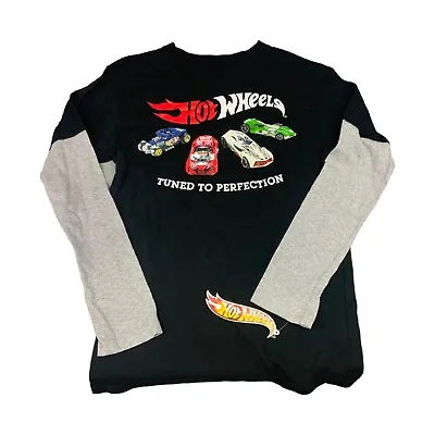 Buy Hot Wheels Racing Car Graphics Black Long Sleeve Kids T-Shirt Boys 18 Mattel • 10.28£