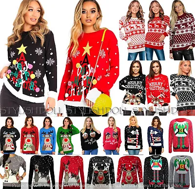 Buy Ladies Women Girls Xmas Christmas Novelty Long Sleeve Jumper Sweater Rudolph Top • 14.95£