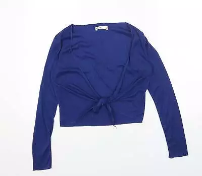 Buy Original Womens Blue Cotton Wrap T-Shirt Size 10 V-Neck • 5.25£