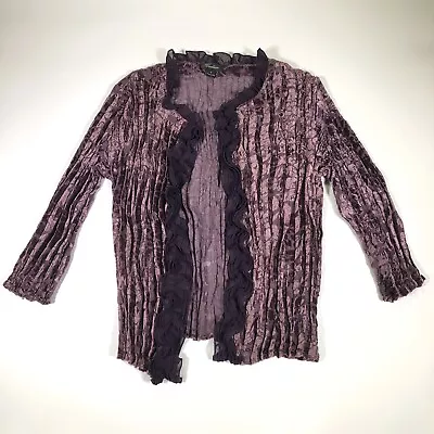 Buy CAELIAN Women Cardigan Crinkled Ruffled Floral Jacket Small Shirt Blouse Size • 13.25£