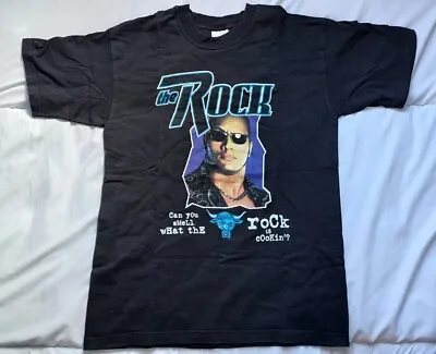 Buy Vintage WWF The Rock Medium Black T-Shirt Wrestling WWE • 32£