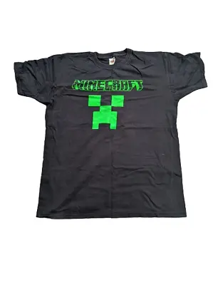Buy Fruit Of The Loom Minecraft Creeper Large Black T-Shirt Free UK Postage • 7.99£