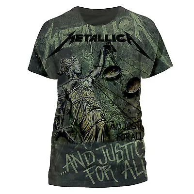 Buy Metallica T Shirt And Justice For All Neon Official Grey Mens Tee Metal Merch • 23.99£