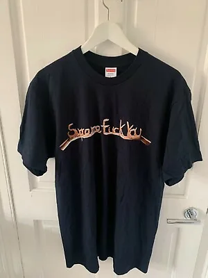Buy Supreme Fuck-You Dark Blue T Shirt Size Large Logo • 62£