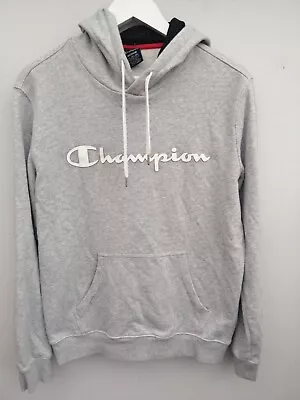 Buy CHAMPION  Grey Sweatshirt/hoodie Size Med Front Pocket - Large Logo • 19.99£