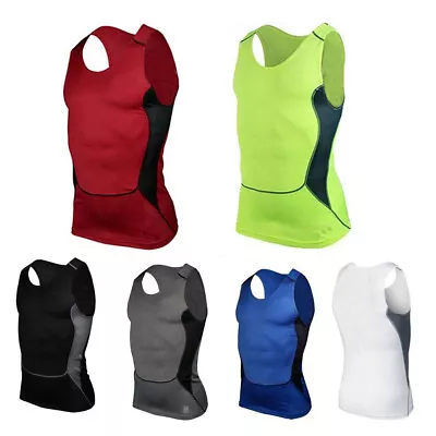 Buy Men Sport Under Shirt Skin BodyArmour Compression Wear Base Layer Vest Tank Top • 11.39£
