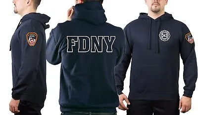 Buy Hoodie Navy, New York City Fire Dept. (outline) 343 With Emblem On Sleeves • 51.93£