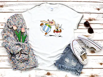Buy Cartoon Characters Asterix And Obelix 3/4 Short Sleeve Woman T Shirt F021 • 9.92£
