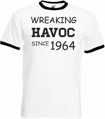 Buy 60th Birthday Gifts Presents Year 1964 Unisex Ringer T-Shirt Wreaking Havoc • 9.99£