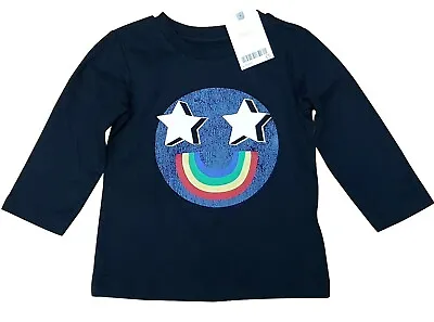 Buy NEXT Baby Boys Long Sleeve Black 100% Cotton T Shirt Rainbow Smile Print MRRP £5 • 4.99£