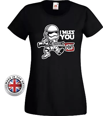 Buy Star Wars Storm Trooper 'I Miss You' Black Printed Cotton Fitted Unisex T Shirt • 12.99£